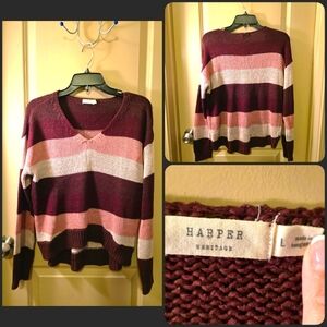 Pink Color Block Sweater